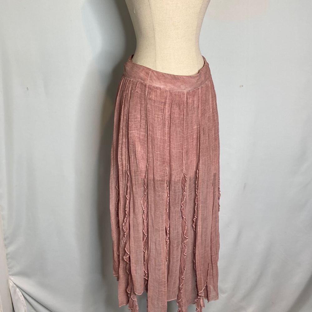 Free People Dusty Rose Crinkled Midi Skirt - Picture 4 of 8
